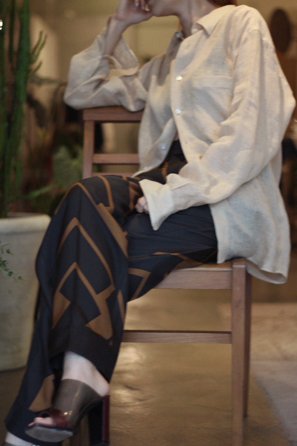 FUMIKA_UCHIDA - GEOMETRY PRINT EAZY SLACKS: VIOLA STELLA women's blog