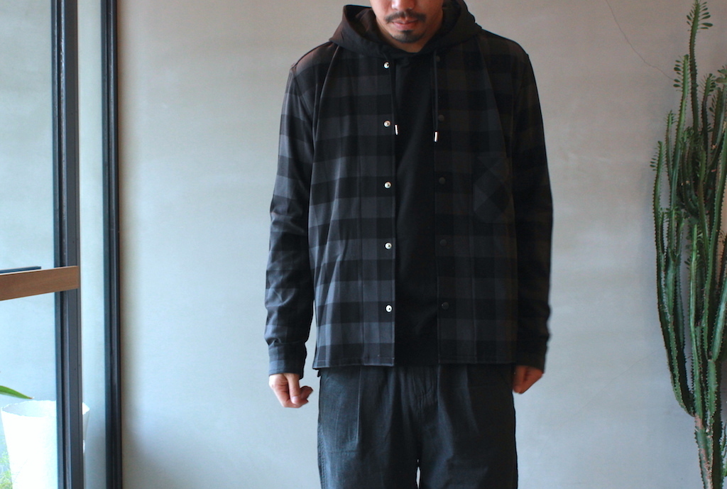 LABOURER JACKET C/W TWILL BLOCK CHECK - ノーカラージャケット