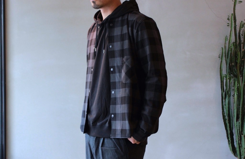 LABOURER JACKET C/W TWILL BLOCK CHECK - ノーカラージャケット