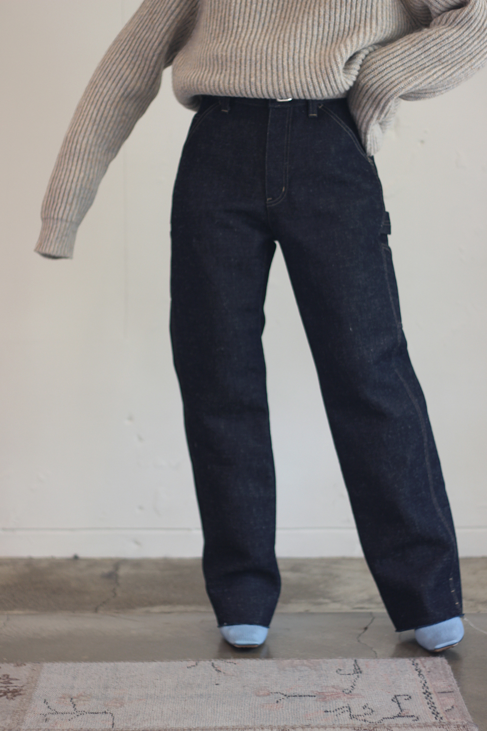 FUMIKA_UCHIDA - DENIM BONDING PAINTER PANTS: VIOLA STELLA women's blog