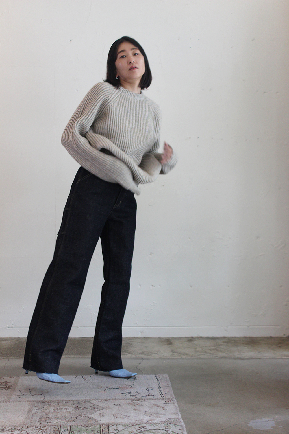 FUMIKA_UCHIDA - DENIM BONDING PAINTER PANTS: VIOLA STELLA women's blog