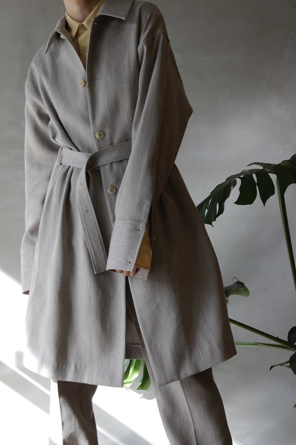 AURALEE - COTTON WOOL DOUBLE CLOTH SHIRT COAT, 5P PANTS: VIOLA