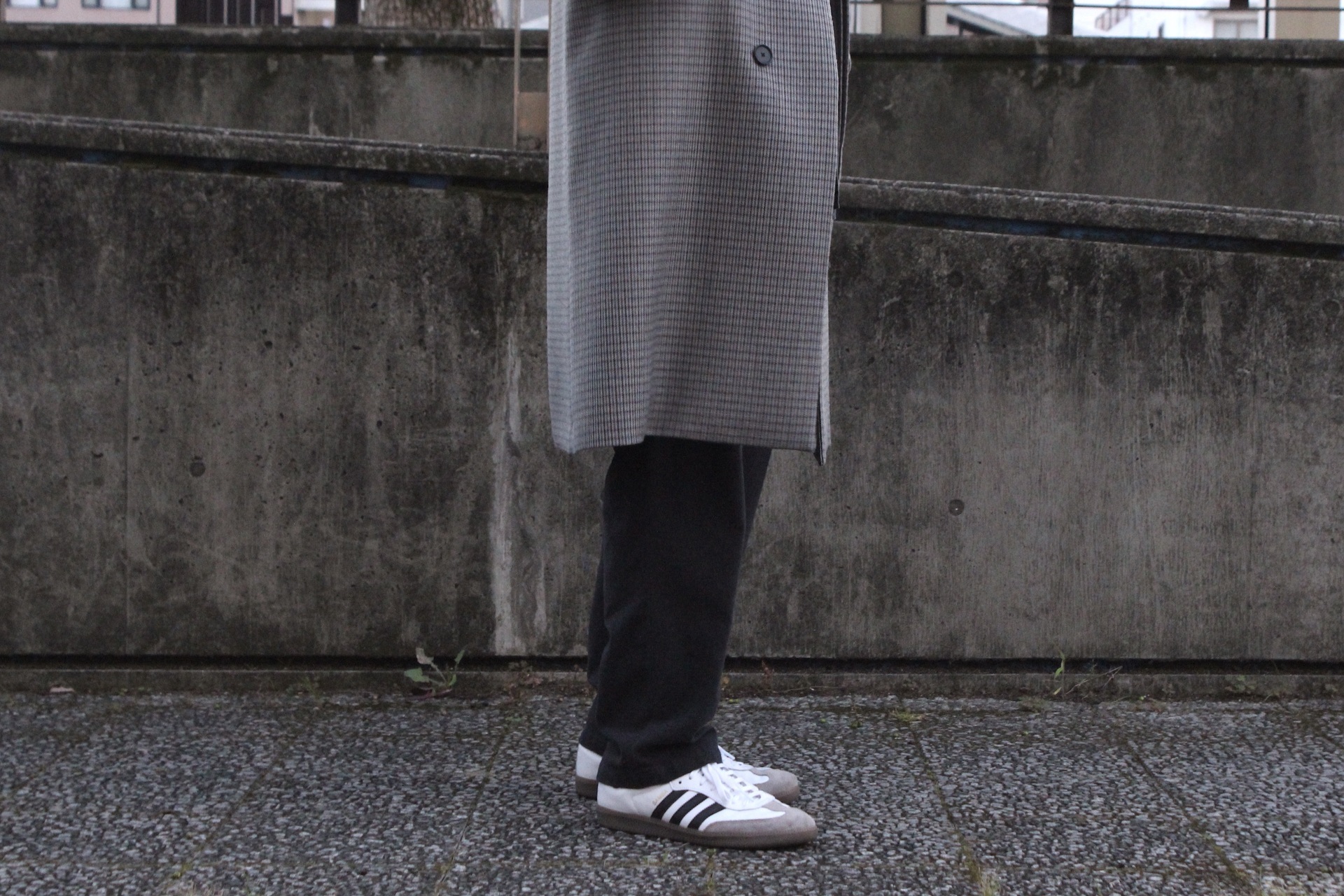 AURALEE - DOUBLE FACE CHECK SOUTIEN COLLAR COAT: VIOLA STELLA