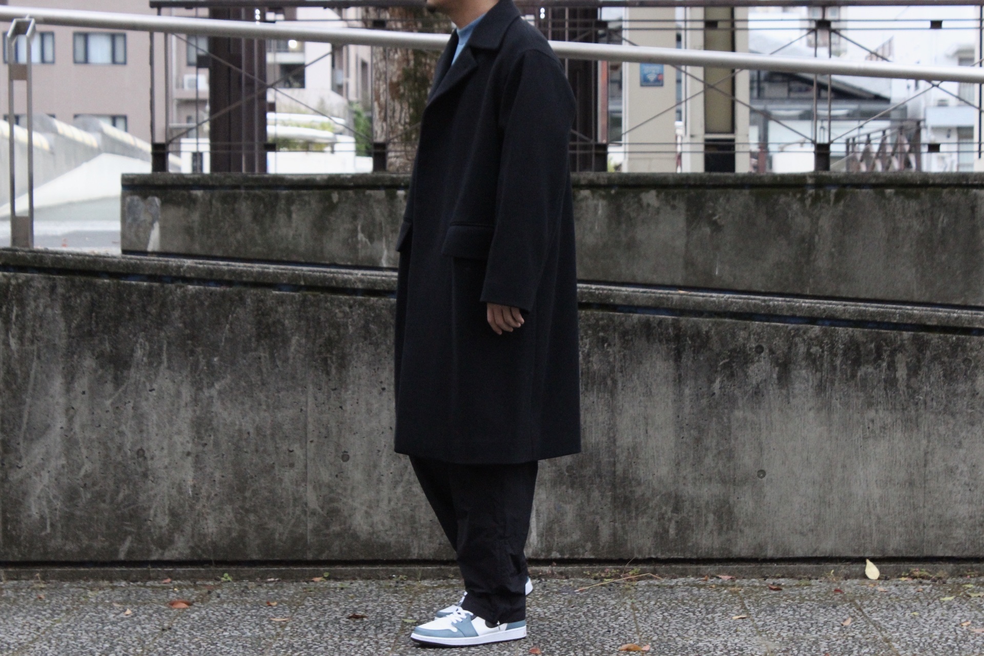 wool silk melton soutien collar coat