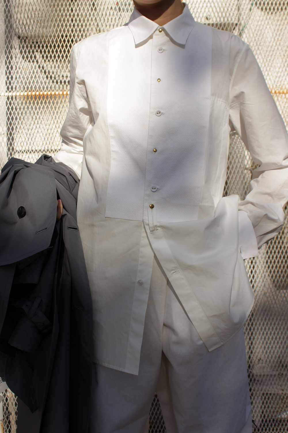 FUMIKA_UCHIDA - STANDARD-COLLAR BIB SHIRT: VIOLA STELLA women's blog