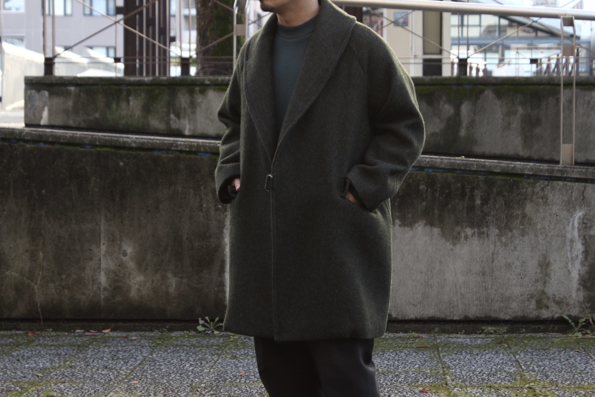 COMOLI ウールショールカラーコート　19aw