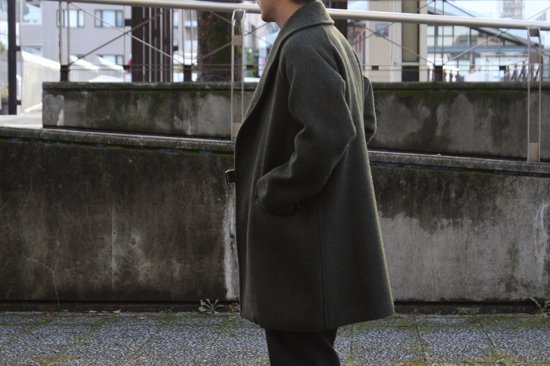 comoli 18aw ウールショールカラーコートチェスターコート 