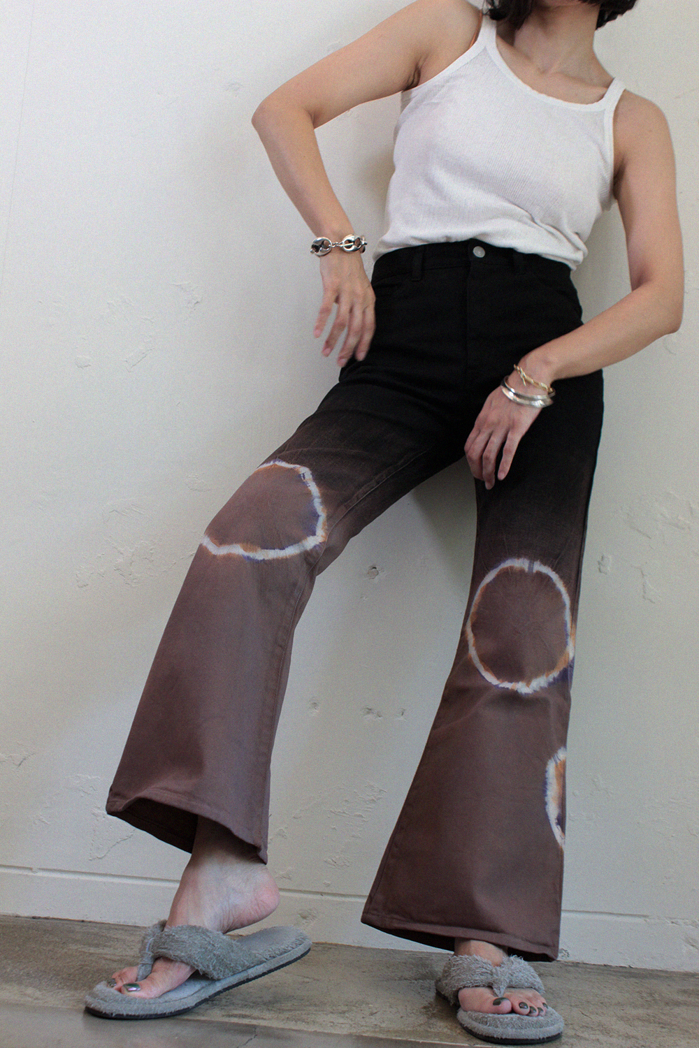 FUMIKA_UCHIDA - TIE-DYE CROPPED FLARE PANTS: VIOLA STELLA women's blog