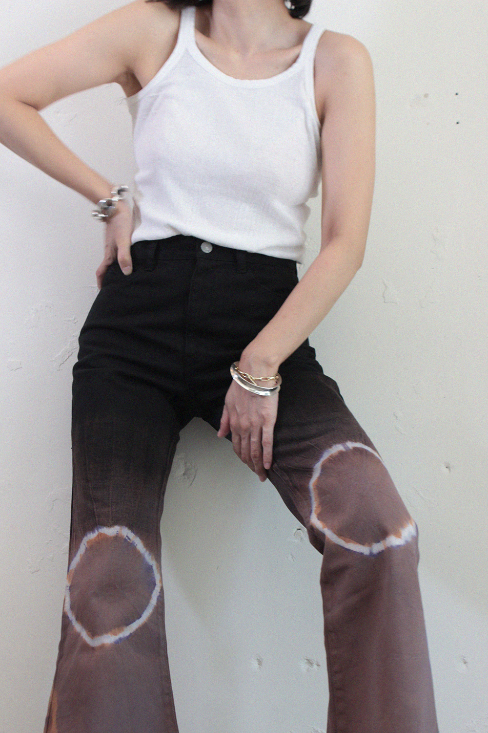 FUMIKA_UCHIDA - TIE-DYE CROPPED FLARE PANTS: VIOLA STELLA women's blog