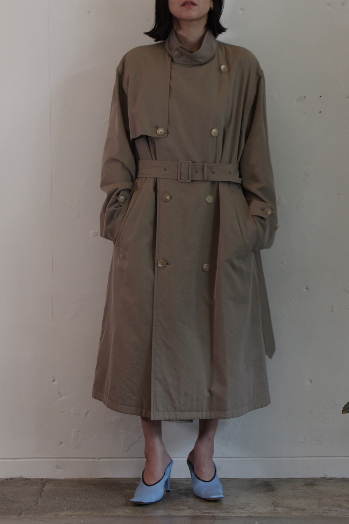 size3AURALEE FINX CUPRO TWILL LONGCOAT - トレンチコート