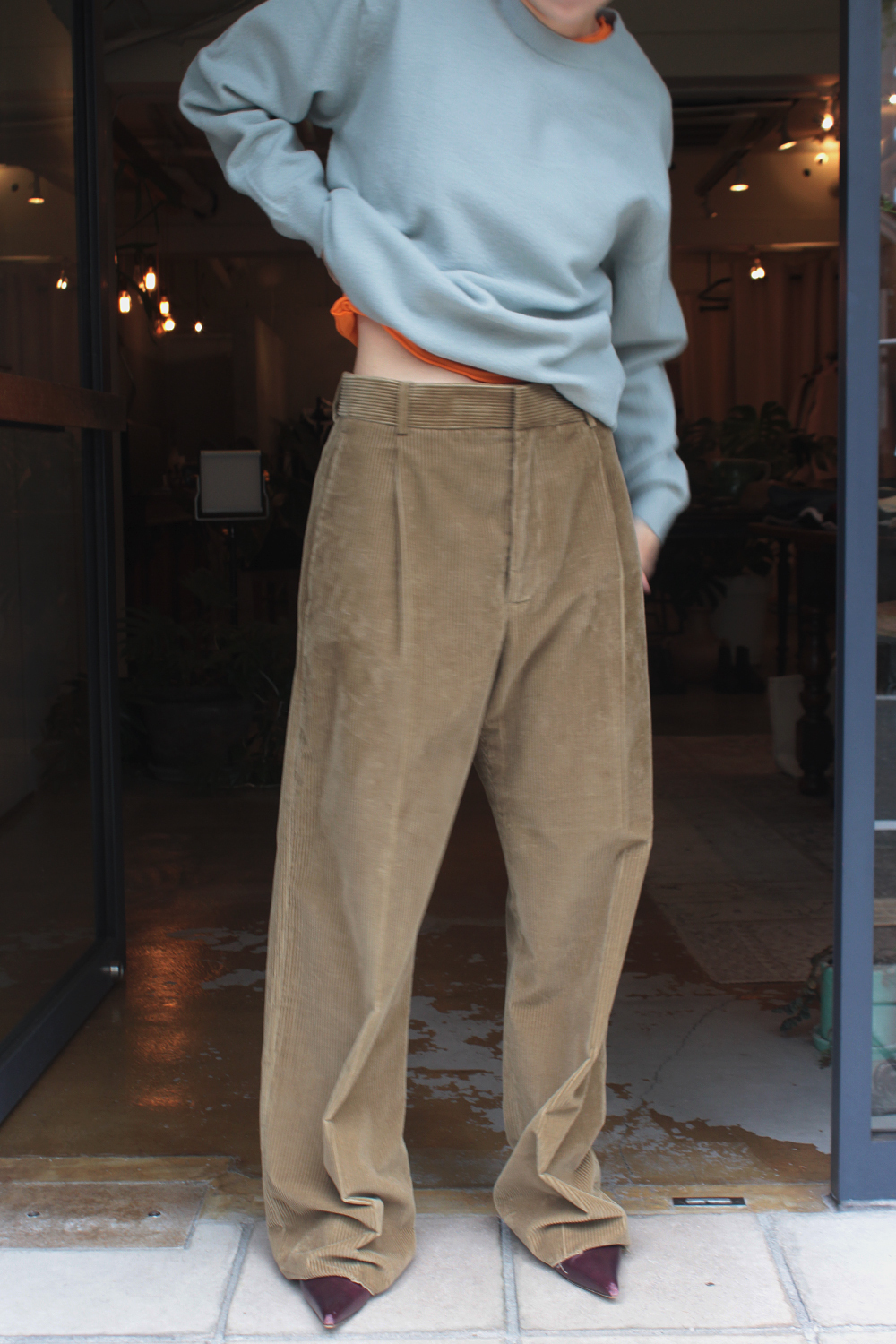 AURALEE FELTED WOOL KNIT SHORT P/O KHAKI - ニット/セーター